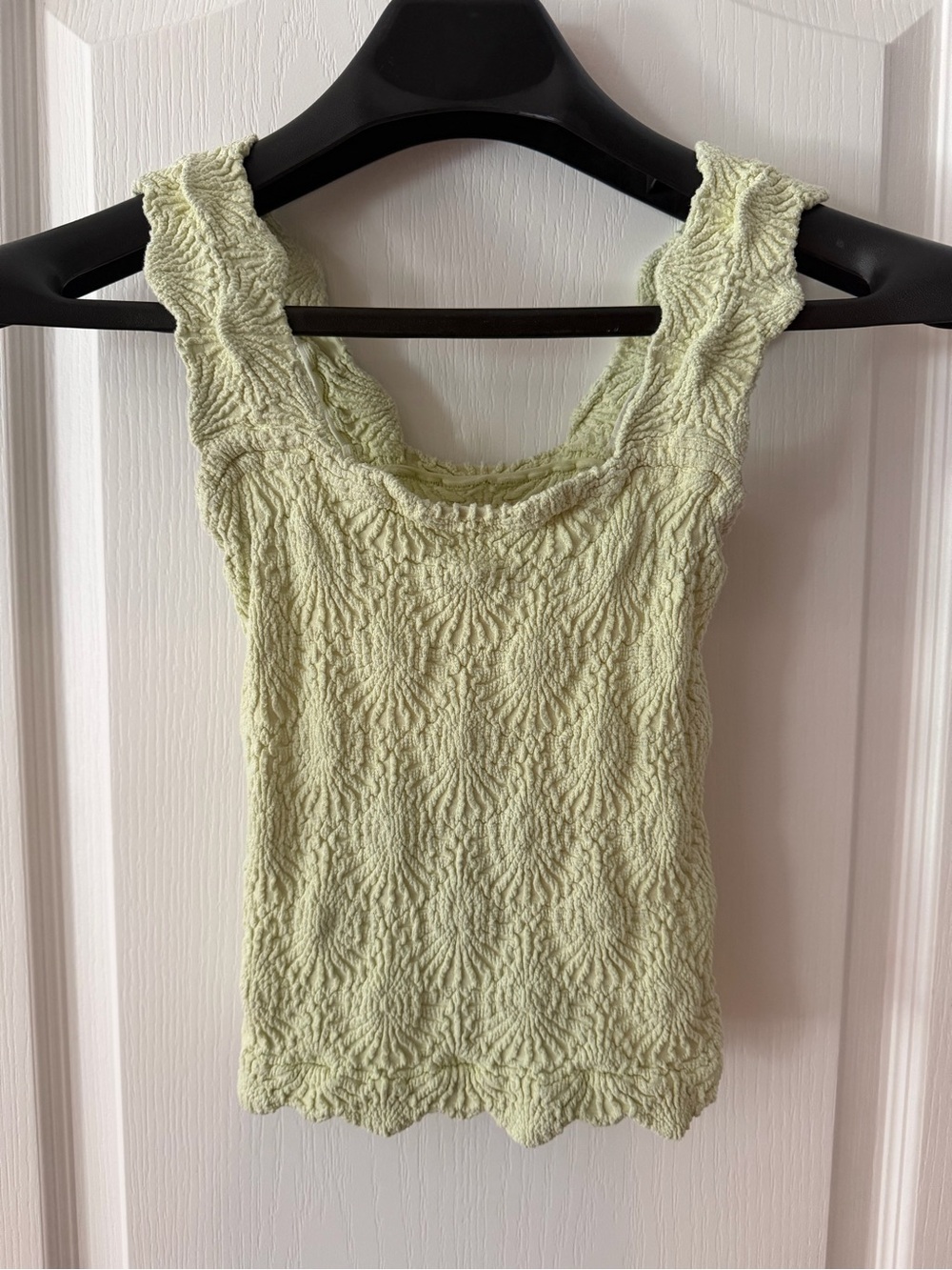 Free People Scalloped Light Green Textured Tank